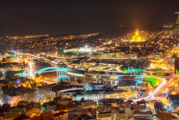 Fototapeta na wymiar Georgian Tbilisi at night
