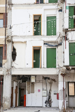 The student's home destroyed by an earthquake in L'Aquila in Abr
