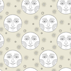 Elegant moon seamless pattern