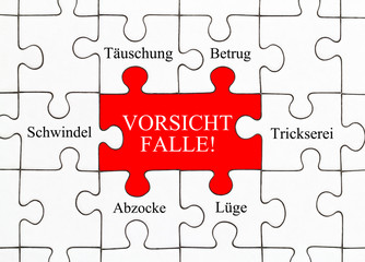 Fototapeta premium Vorsicht Falle! Puzzle Konzept