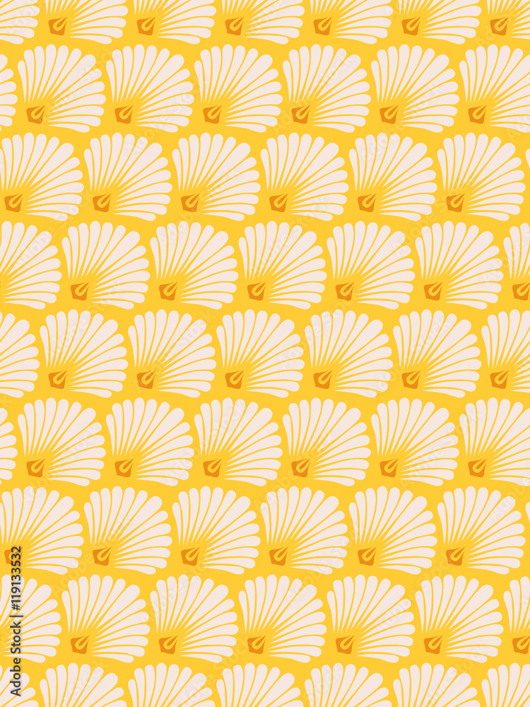 Poster seamless vintage pattern with stylized seashells