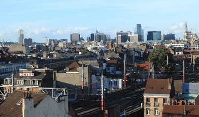 Fototapeta premium Metropole Brüssel / Blick vom Boulevard du Midi auf die belgische Hauptstadt