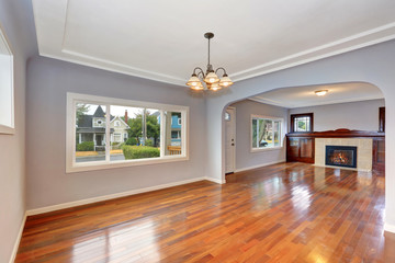 Empty Old house interior. Entryway with hardwood floor