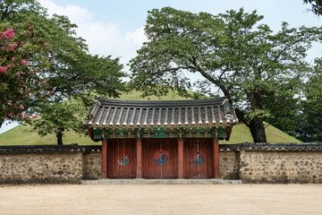 Gyeongju, South Korea - August 16, 2016: Tomb of king Michu, Gyeongju. UNESCO (WHC for short) in 1972