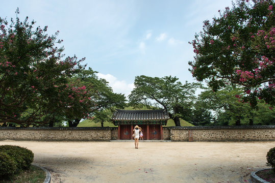 Gyeongju, South Korea - August 16, 2016: Tomb of king Michu, Gyeongju. UNESCO (WHC for short) in 1972