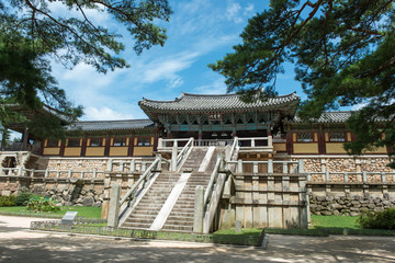 Gyeongju, South Korea - August 18, 2016: Bulguksa Temple is one of the most famous Buddhist temples in all of South Korea and a UNESCO World Heritage Site.