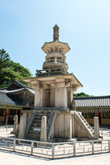 Fototapeta premium Gyeongju, South Korea - August 18, 2016: The stone pagoda Dabotap in Bulguksa temple, South Korea.