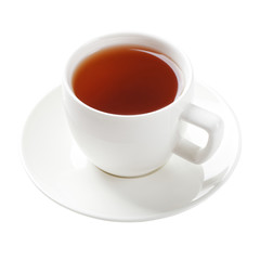 White cup of tea isolated on white