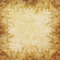 Old paper with floral frame