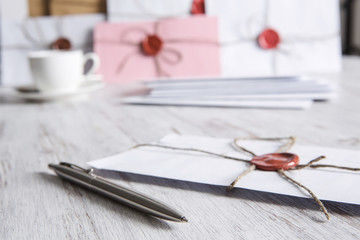 Letter with seal on table