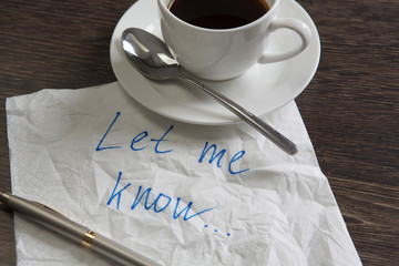 Love confession on napkin