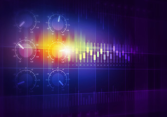 Sound equalizer background . Mixed media