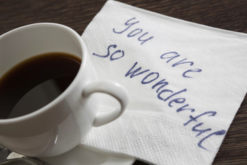 Love confession on napkin