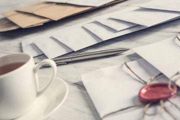 Letters with seal on table