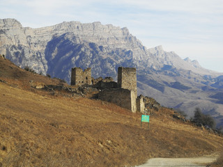 Fototapeta premium Towers of Ingushetia. Ancient architecture and ruins