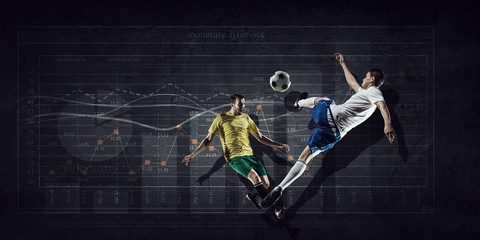 Football game statistics . Mixed media - obrazy, fototapety, plakaty