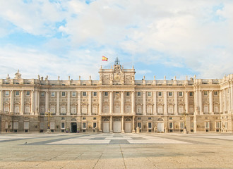 Fototapeta na wymiar european palace and square during sunset