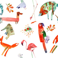 watercolor animals set