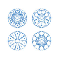 Mandala ornament. Round template. Decorative element  can be used for greeting card, wedding invitation. Doodle emblem.