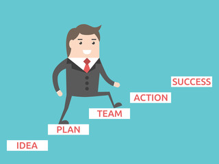 Businessman going upstairs