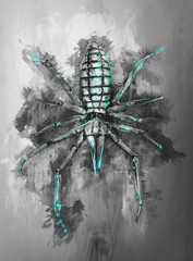 Ink on canvas type of render of spider