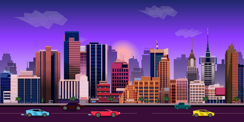 city game background 2d application. Vector design.