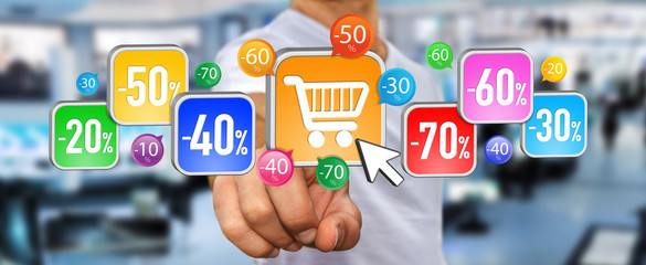 Young man shopping during sales period