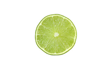 cut lime fruits isolated on white background with clipping path