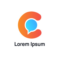 Abstract orange c letter company sign communication icon vector