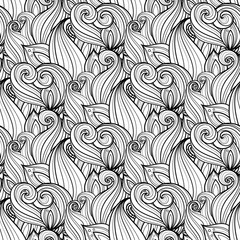 Vector Seamless Monochrome Floral Pattern