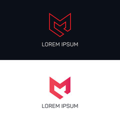 Line art M letter company logo icon vector design