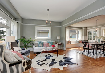 Elegant gray living room with nice interior design