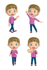 D illustration character - The boy who puts on jeans and makes a pose.