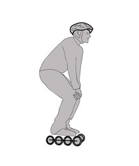 silhouette of a man roller-skating. vector illustration