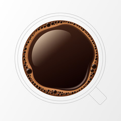 Vector Outline Coffee Cup with Crema Bubbles