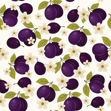 Seamless plums pattern