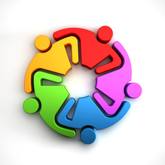  People Group Teamwork Logo. 3D Rendering illustration