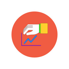 Obraz premium Vector illustration in flat design of progress statistics and hand