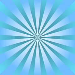 Blue rays poster. Popular ray star burst background television vintage. Dark-blue and light-blue abstract texture with sunburst, flare, beam. Retro art design. Glow bright pattern. Vector Illustration
