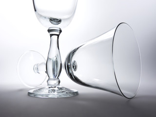 Elegant, empty wineglasses, high contrast study shot.