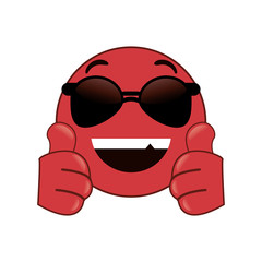 flat design sunglasses cool emoticon icon vector illustration