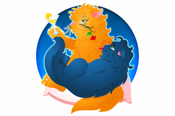 Иллюстрация кот из серии семь грехов, похоть