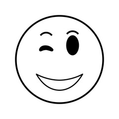 flat design happy wink emoticon icon vector illustration