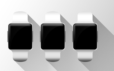 close up of smart watches with black blank screens