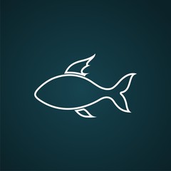 Fish isolated on blue background. Logo or label design element. Vector illustration