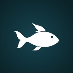 Fish isolated on blue background. Logo or label design element. Vector illustration
