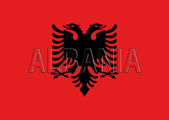 Illustration of the flag of Albania with the country written on the flag