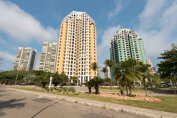 Fototapeta na wymiar Residential Area in Barra da Tijuca with Tall Apartment Buildings