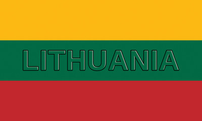 Illustration of the flag of Lithuania with the country written on the flag