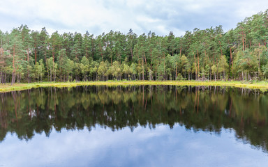 Fototapeta na wymiar Wasserspiegelungen auf masurischen Seen; Polen